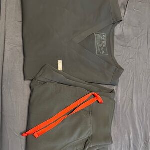 Figs Charcoal Scrub Set with Bright Orange Accent